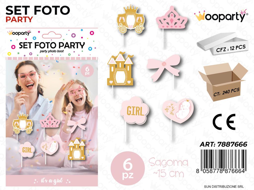 SET FOTO PARTY ITS A GIRL 6PCS 15CM /PZ DA 12**