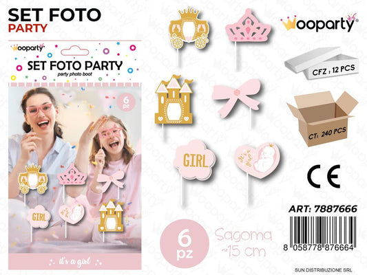 SET FOTO PARTY ITS A GIRL 6PCS 15CM /PZ DA 12**