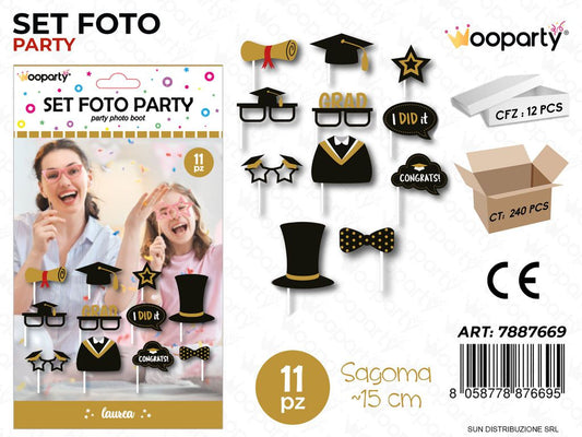 SET FOTO PARTY LAUREA 11PCS 15CM /PZ DA 12**