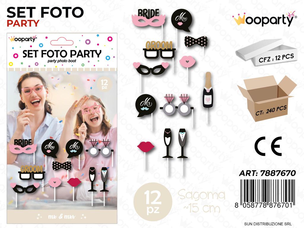 SET FOTO PARTY MR *MRS 12PCS 15CM /PZ DA 12**