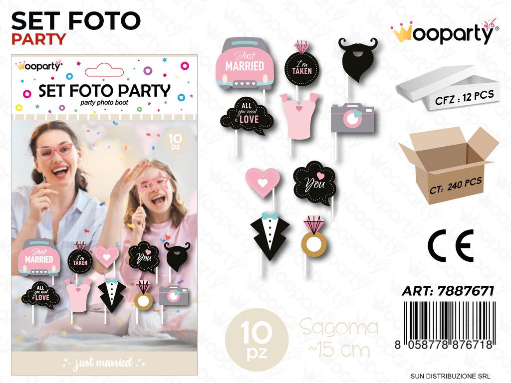 SET FOTO PARTY JUST MARRIED 10PCS 15CM /PZ DA 12**