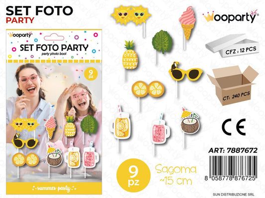 SET FOTO PARTY SUMMER 9PCS 15CM /PZ DA 12**