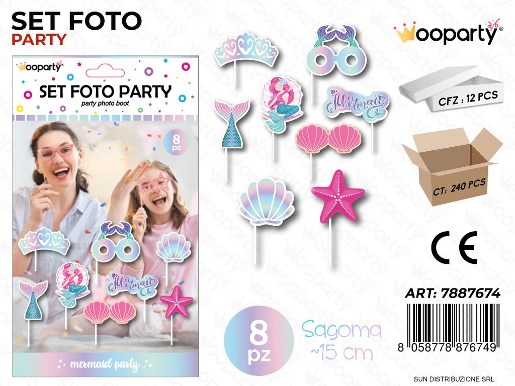 SET FOTO PARTY MERMAID 8PCS 15CM /PZ DA 12**