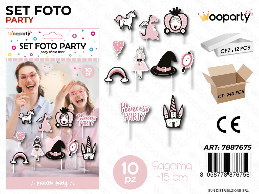 SET FOTO PARTY PRINCESS 10PCS 15CM /PZ DA 12**