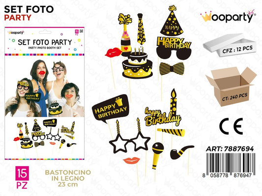 SET FOTO PARTY H. BIRTHDAY 15PCS ASS. 23CM /PZ DA 12**