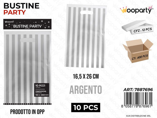 BUSTINE PARTY RIGHE ARG. 0IN PP 10PCS 16.5*26CM /PZ DA 12**