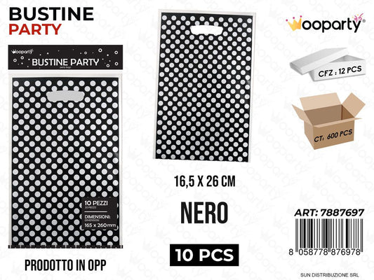 BUSTINE PARTY POIS NERO IN PP 10PCS 16.5*26CM /PZ DA 12**