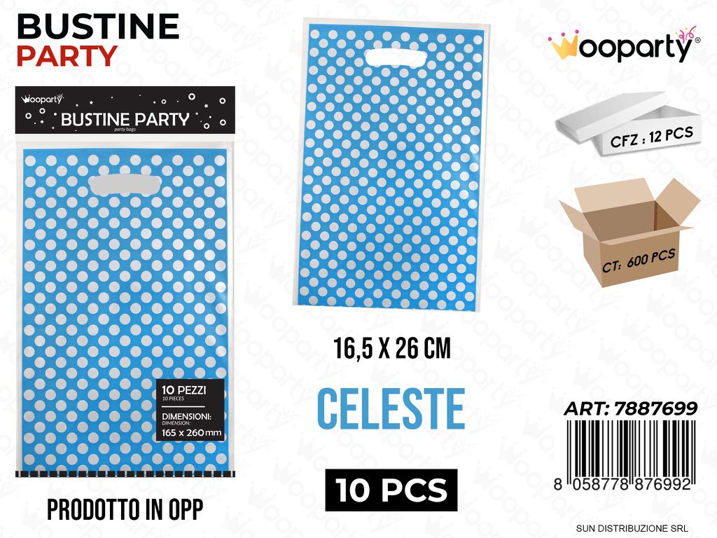 BUSTINE PARTY POIS CEL. IN PP 10PCS 16.5*26CM /PZ DA 12**