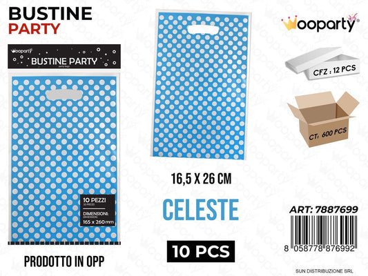 BUSTINE PARTY POIS CEL. IN PP 10PCS 16.5*26CM /PZ DA 12**
