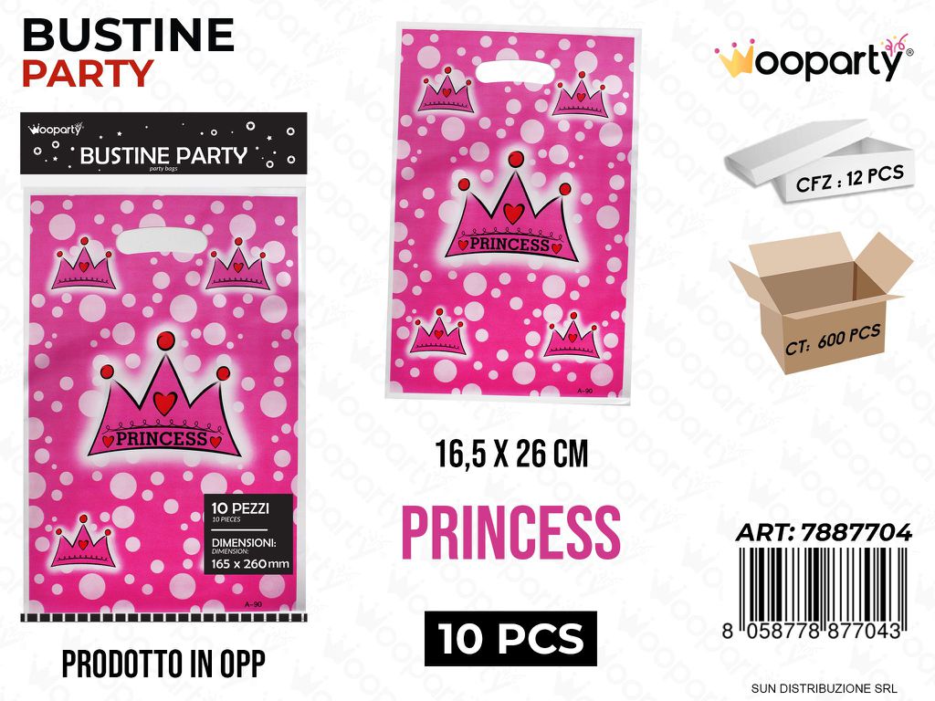 BUSTINE PARTY PRINCESS IN PP 10PCS 16.5*26CM /PZ DA 12**