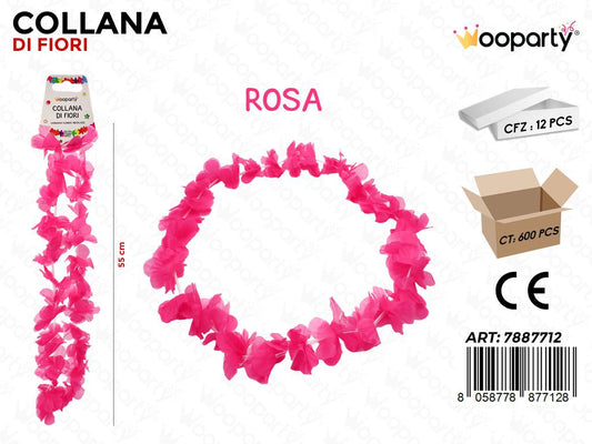 COLLANA DI FIORI ROSA 55CM /PZ DA 12**