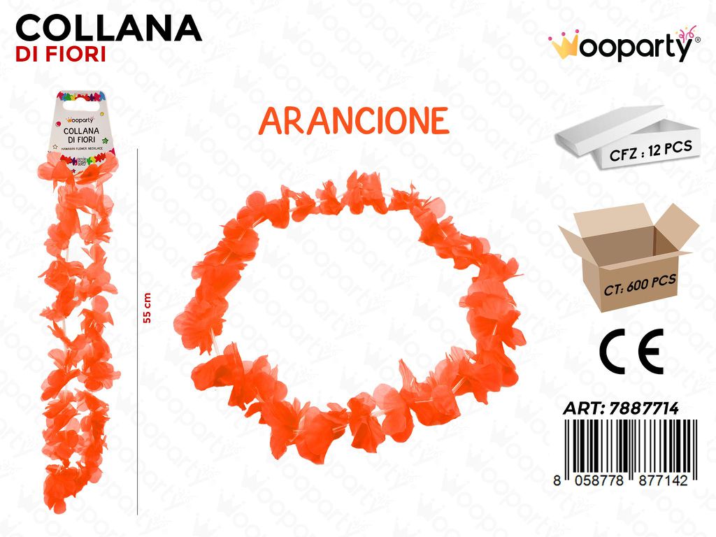 COLLANA DI FIORI ARANCIONE 55CM /PZ DA 12**
