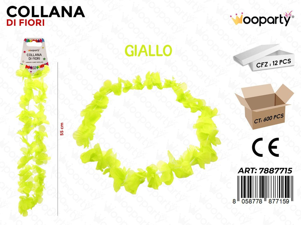 COLLANA DI FIORI GIALLA 55CM /PZ DA 12**