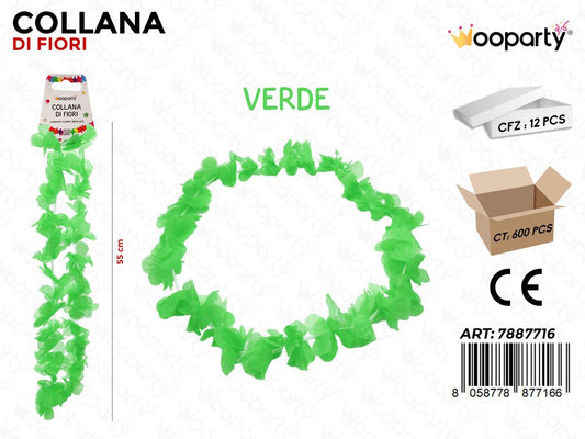 COLLANA DI FIORI VERDE  55CM /PZ DA 12**