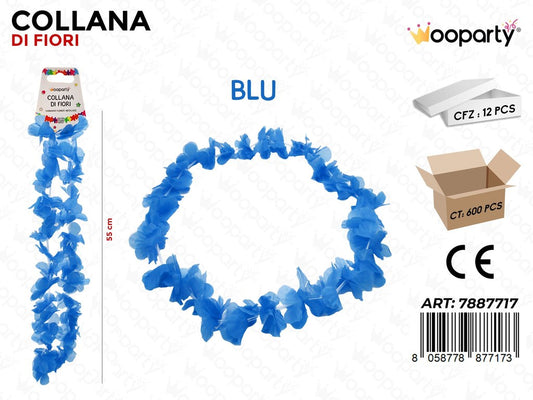 COLLANA DI FIORI BLU 55CM /PZ DA 12**