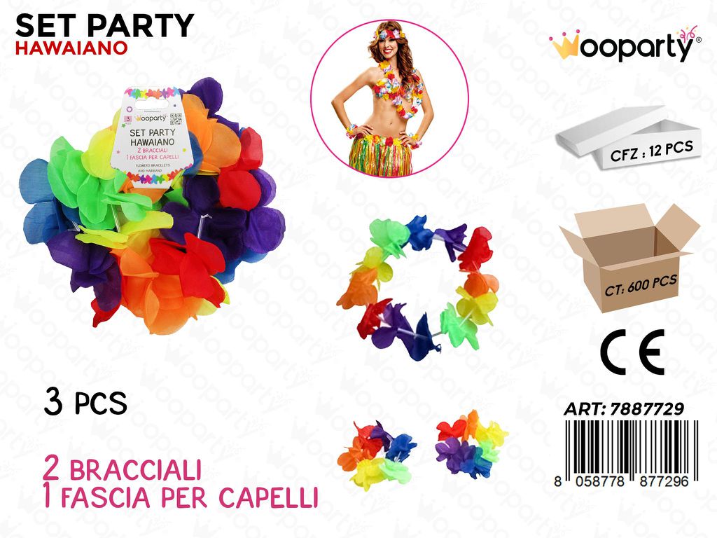 SET PARTY HAWAIANO 3PCS /PZ DA 12**