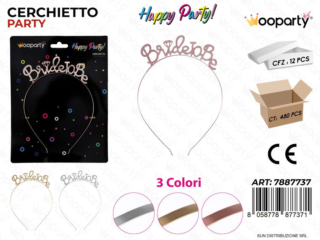 CERCHIETTO PARTY BRIDE TO BE COL. ASS. /PZ DA 12**