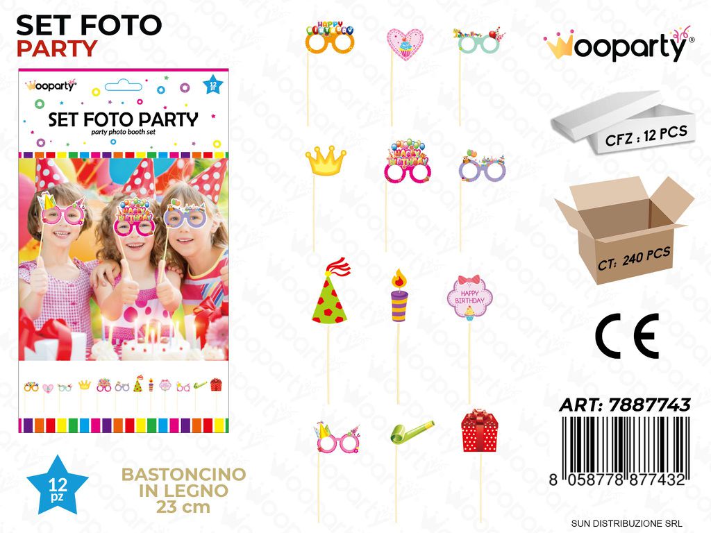 SET FOTO PARTY H. BIRTHDAY 12PCS ASS. 23CM /PZ DA 12**