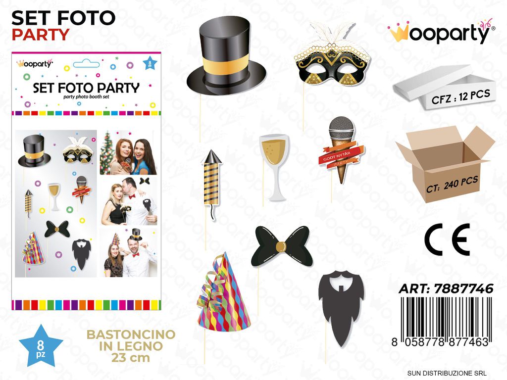 SET FOTO PARTY FESTA 8PCS ASS. 23CM /PZ DA 12**
