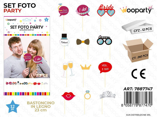 SET FOTO PARTY MARRIED 12PCS ASS. 23CM /PZ DA 12**