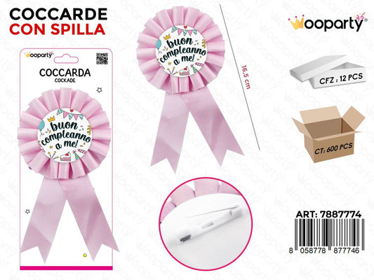 COCCARDA C/ SPILLA B. COMPL. A ME 16.5CM /PZ DA 12**