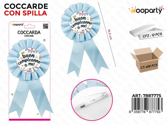 COCCARDA C/ SPILLA B. COMPL. A ME 16.5CM /PZ DA 12**
