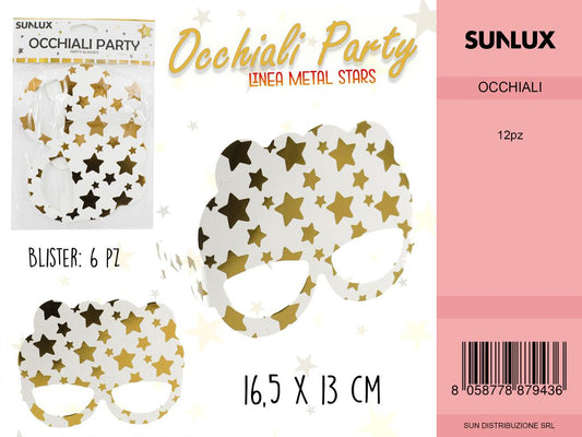 L. METAL STARS ORO OCCHIALI 16.05*13CM- 6PC /PZ DA 12**