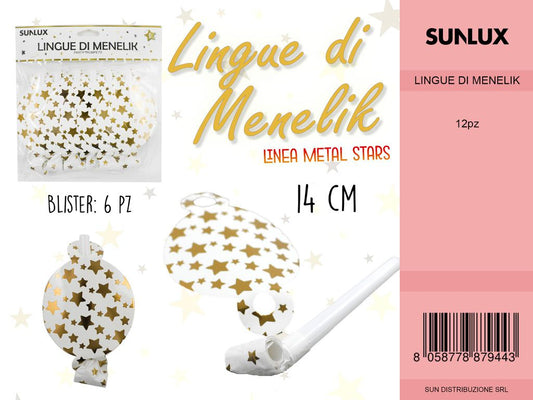 L. METAL STARS ORO LINGUE DI MENELIK 14CM-6PC /PZ DA 12**