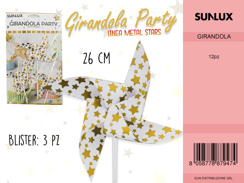 L. METAL STARS ORO GIRANDOLE 26CM- 3PC /PZ DA 12**