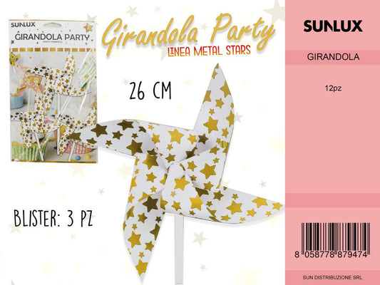 L. METAL STARS ORO GIRANDOLE 26CM- 3PC /PZ DA 12**