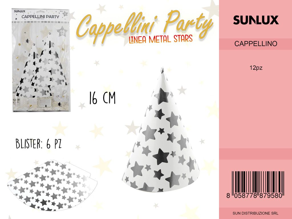L. METAL STARS ARGENT CAPPELLINI 16.5 CM--6PC /PZ DA 12**