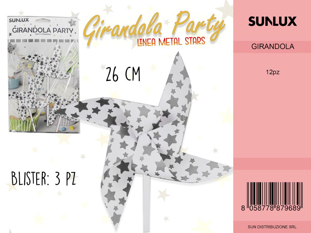 L. METAL STARS ARGENT GIRANDOLA 26CM- 3PC /PZ DA 12**