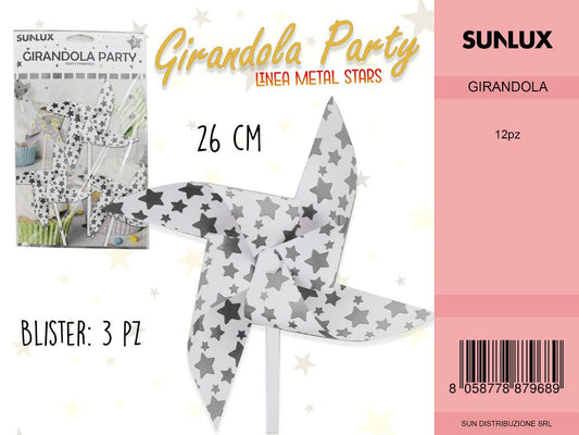 L. METAL STARS ARGENT GIRANDOLA 26CM- 3PC /PZ DA 12**