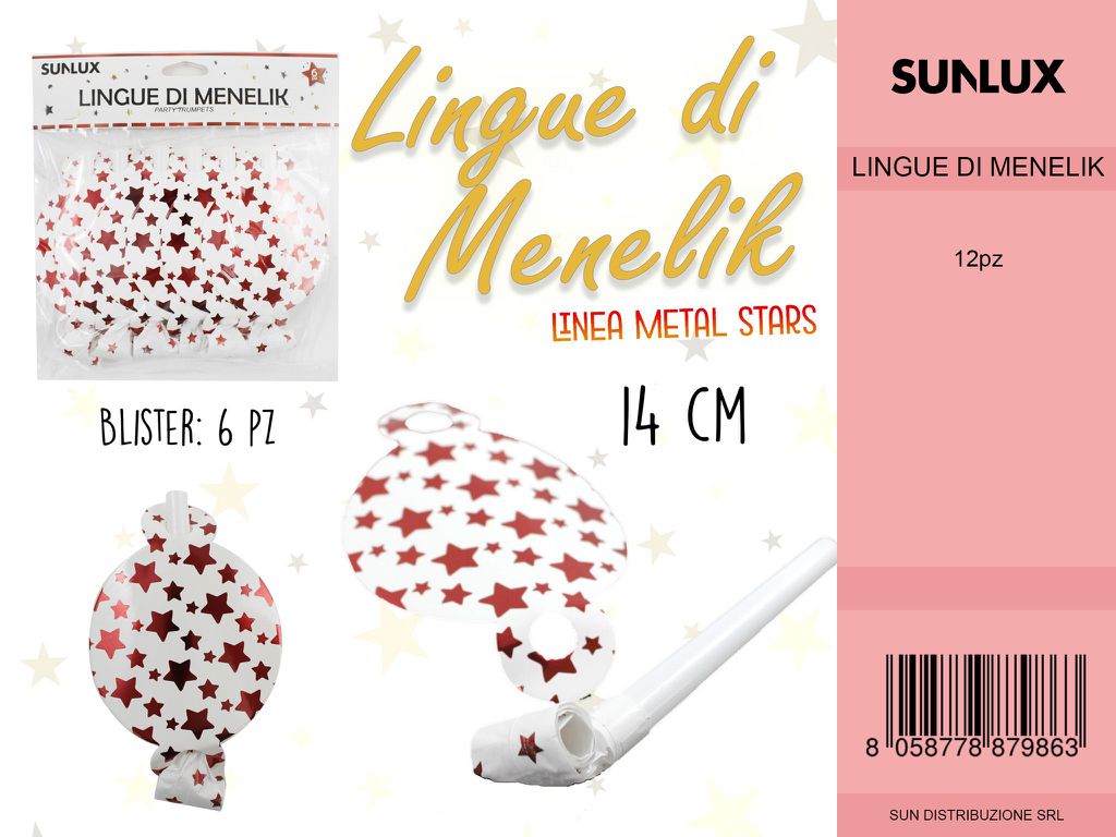 L. METAL STARS ROSSO LINGUE DI MENELIK 14CM- 6PC /PZ DA 12**