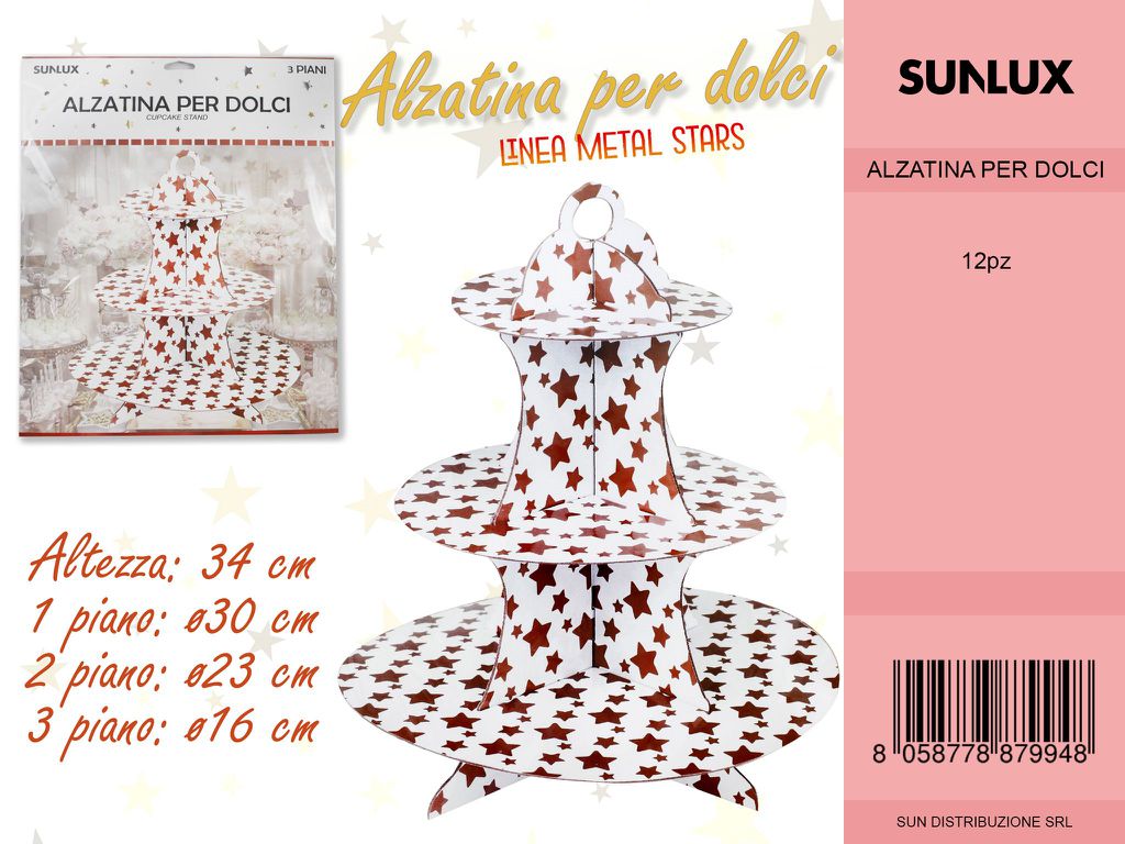 L. METAL STARS ROSSO ALZATINA PER DOLCI 34CM /PZ DA 12**
