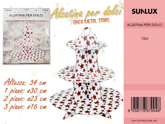 L. METAL STARS ROSSO ALZATINA PER DOLCI 34CM /PZ DA 12**