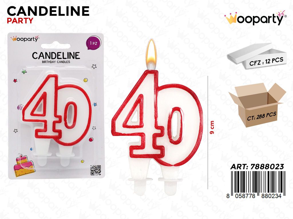 CANDELINE PARTY ROSSO N.40 9CM /PZ DA 12**