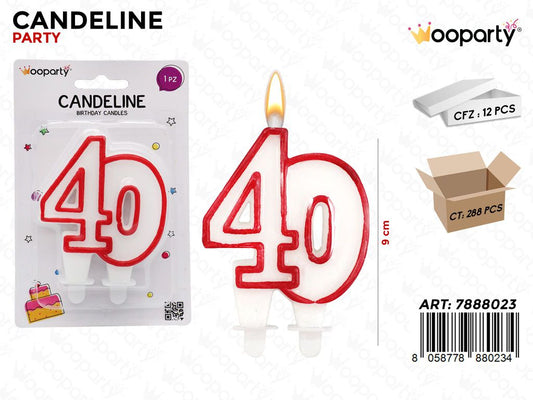 CANDELINE PARTY ROSSO N.40 9CM /PZ DA 12**