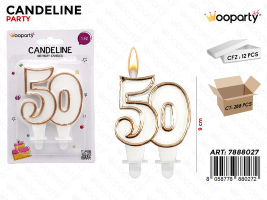 CANDELINE PARTY ORO N.50 9CM  /PZ DA 12**