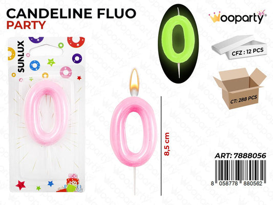 CANDELINE ROSA FLUO N.0 8.5CM / PZ DA 12**