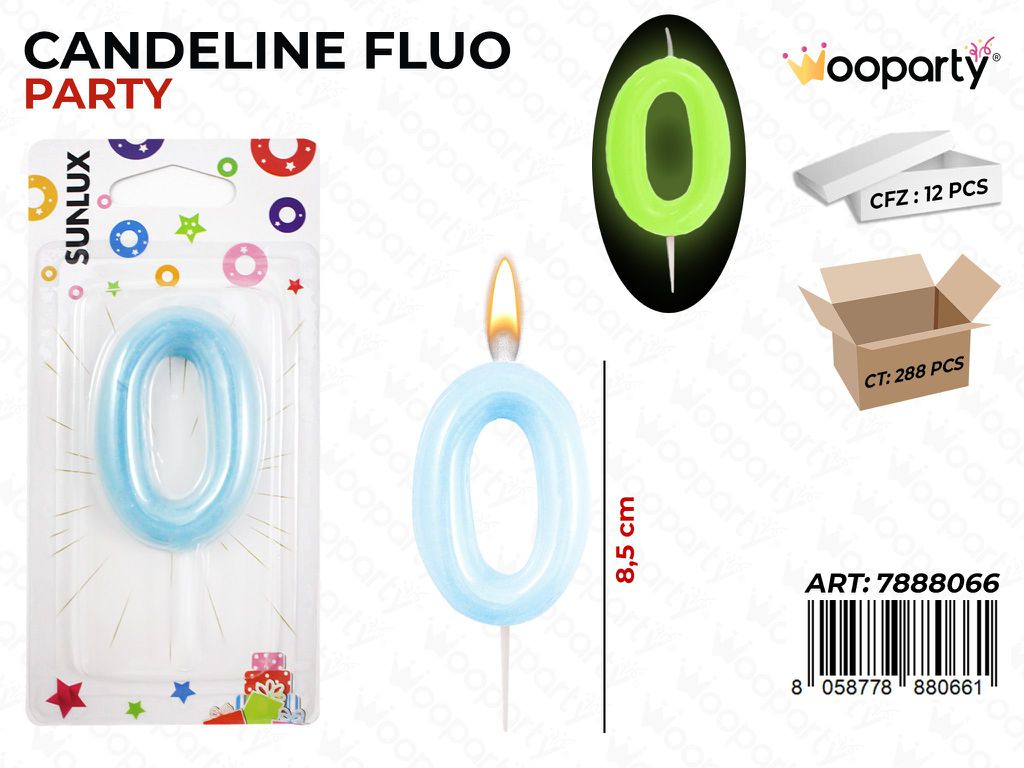 CANDELINE CELESTE FLUO N.0 8.5CM / PZ DA 12**
