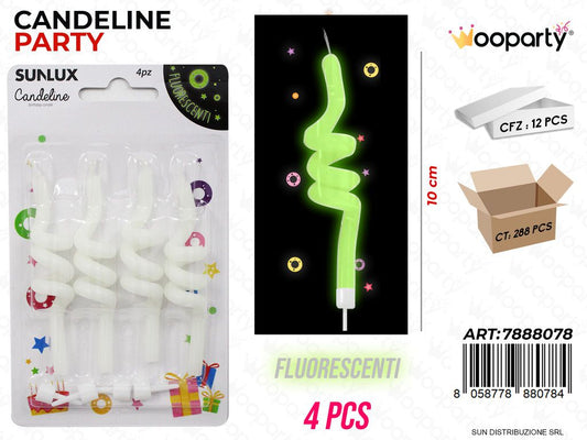 CANDELINE FLUO SPIRALE 4PCS 10CM /PZ DA 12