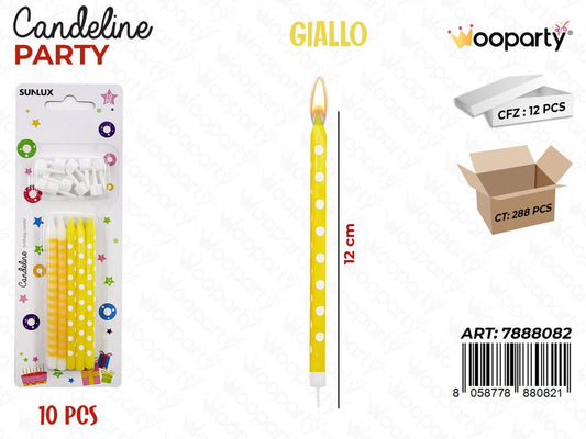 CANDELINE MINI STELO GIALLO ASS. 10PCS 12CM/ PZ DA 12**