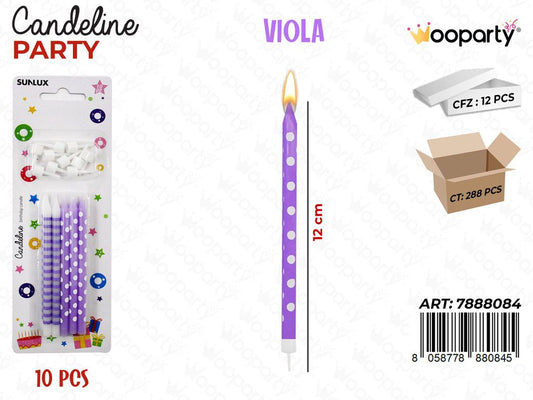 CANDELINE MINI STELO VIOLA ASS. 10PCS 12CM/ PZ DA 12**