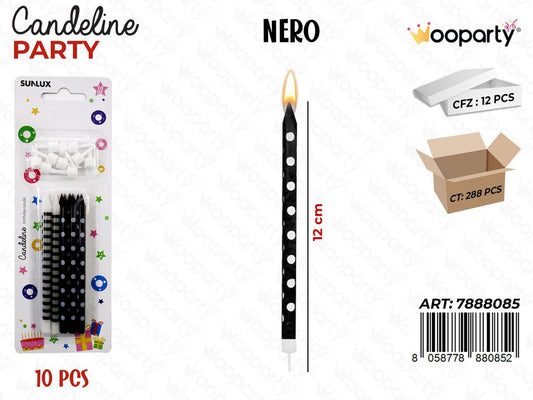 CANDELINE MINI STELO NERO ASS. 10PCS 12CM/ PZ DA 12**