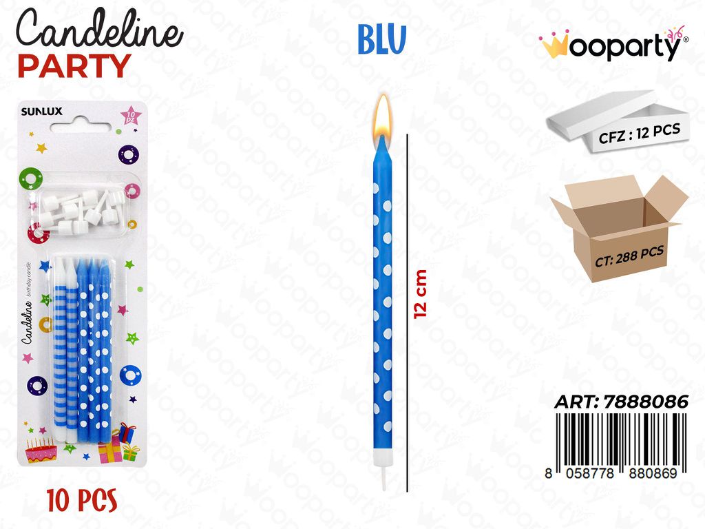 CANDELINE MINI STELO BLU ASS. 10PCS 12CM/ PZ DA 12**