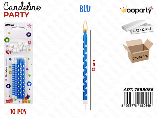CANDELINE MINI STELO BLU ASS. 10PCS 12CM/ PZ DA 12**