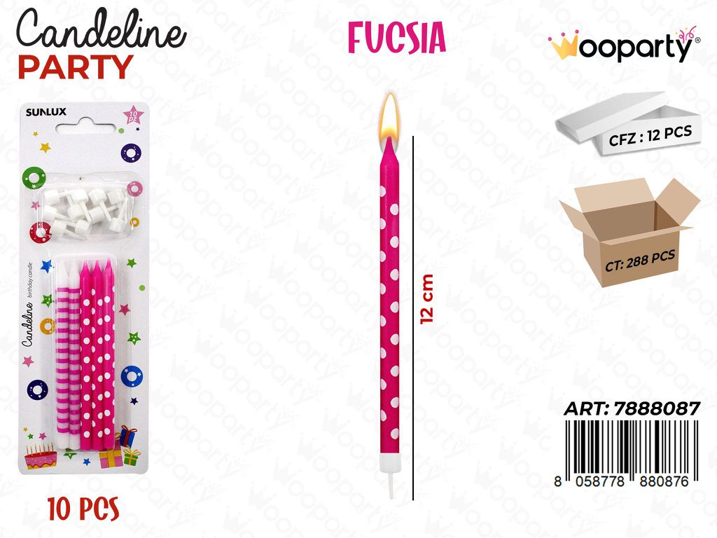 CANDELINE MINI STELO FUCSIA ASS. 10PCS 12CM/ PZ DA 12**
