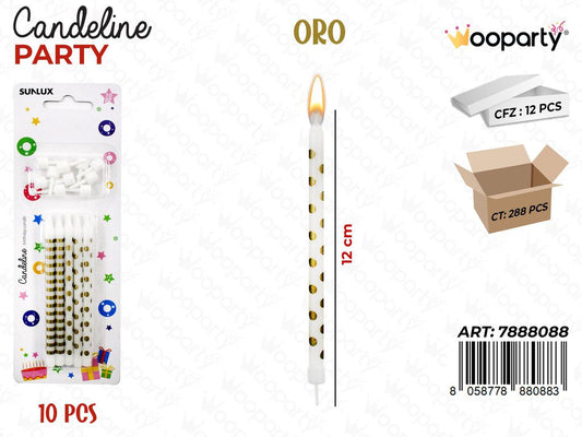 CANDELINE MINI STELO ORO ASS. 10PCS 12CM/ PZ DA 12**