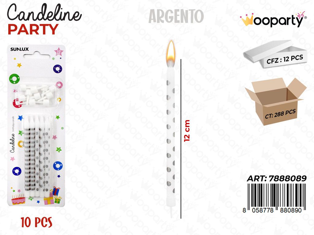 CANDELINE MINI STELO ARG. ASS. 10PCS 12CM/ PZ DA 12**